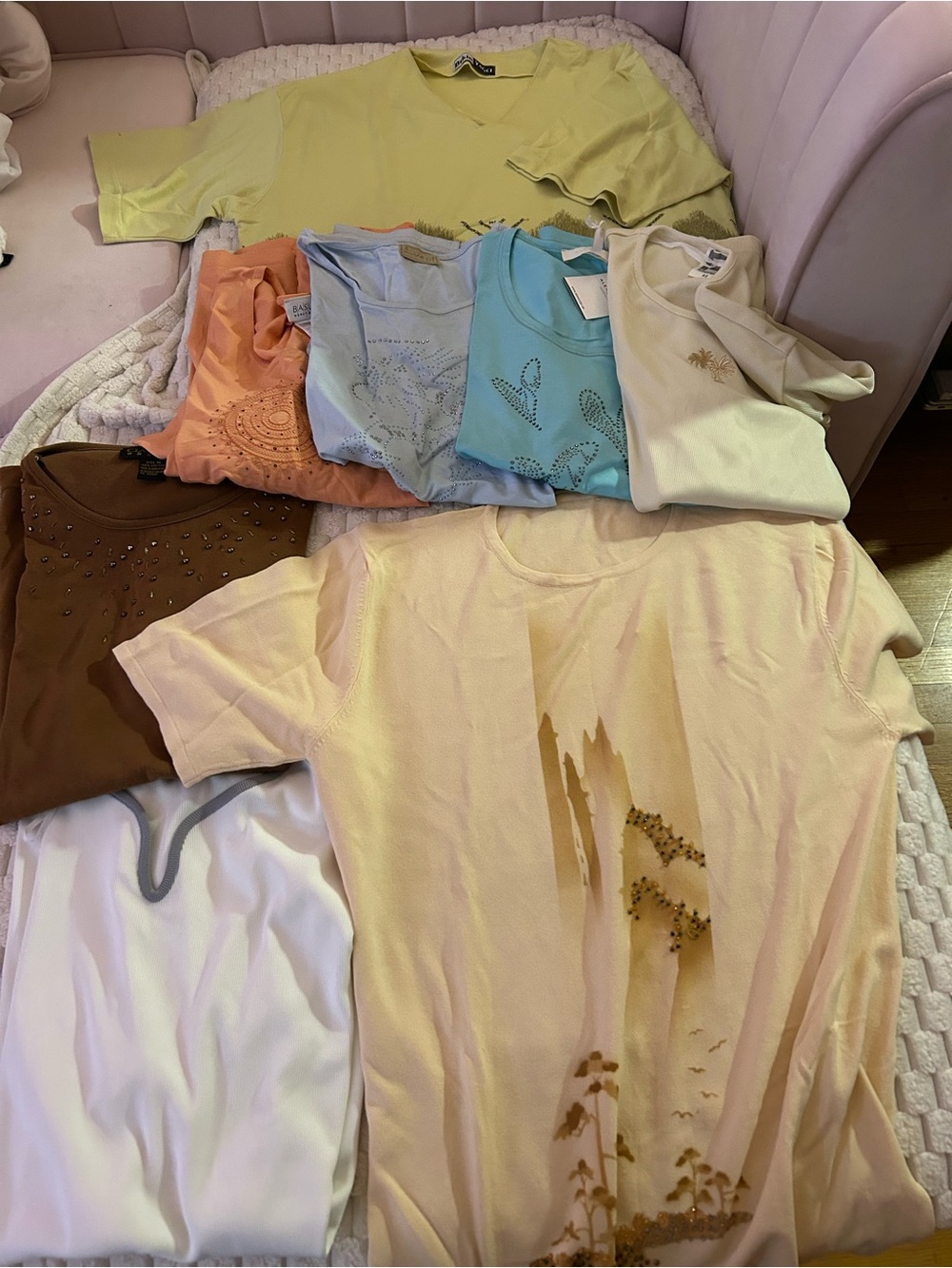 Mixed Women's Tops Bundle - Pastel Yellow, Blue, Peach, Brown